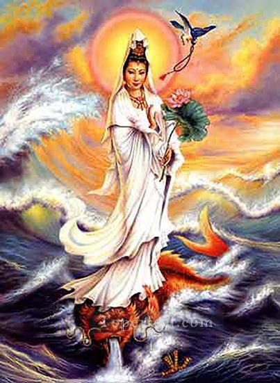 海上仏教の慈悲の神油絵